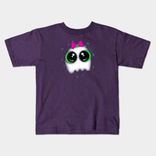 Cute Little Big Eyed Ghostie With Sparkles Kids T-Shirt